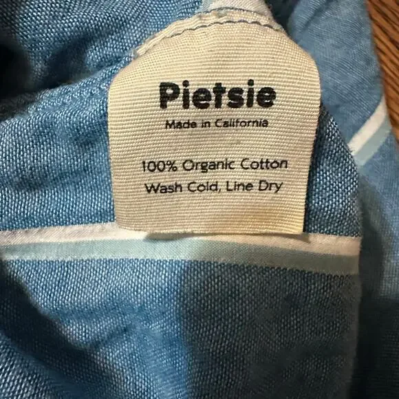 Pietsie blue striped ONE SIZE organic cotton caftan dress oversized loose - Picture 5 of 6